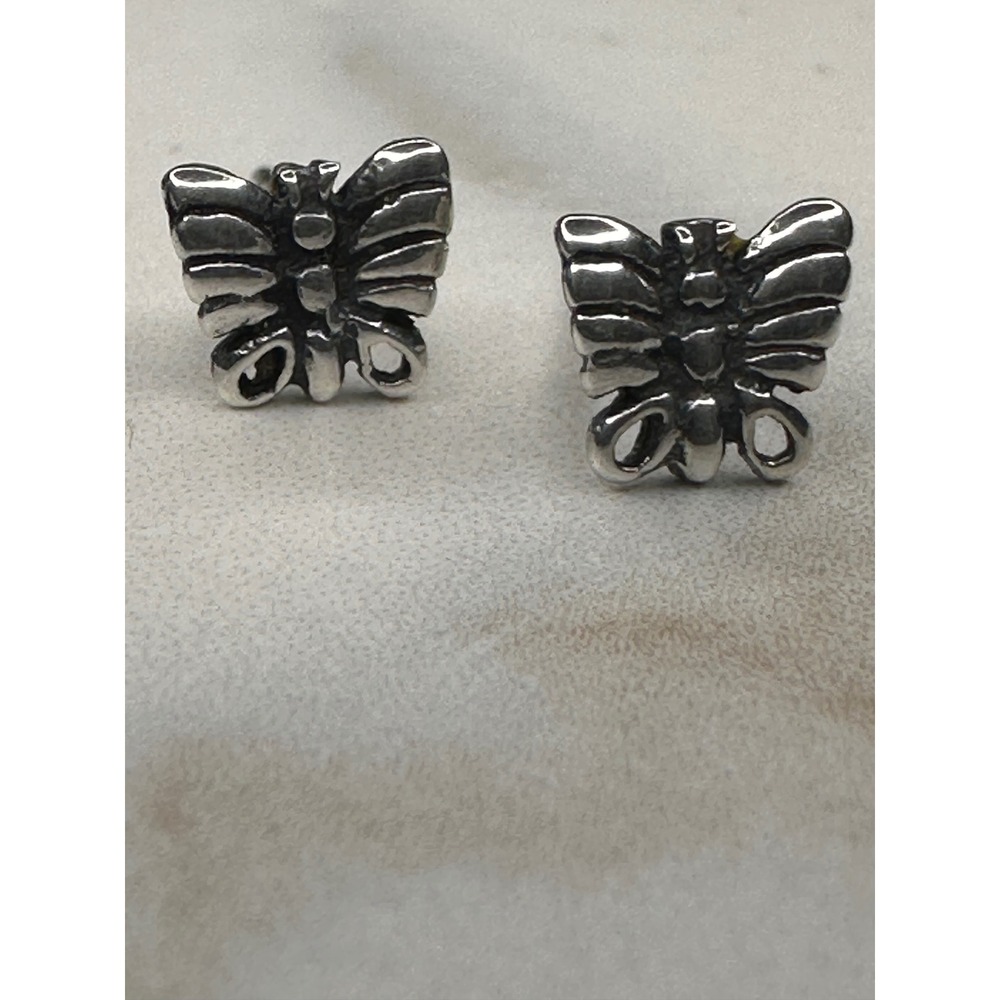 Sterling Silver Butterfly Stud Earrings Antiqued Whimsigoth Fairycore Jewelry